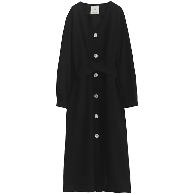 Длинное платье с V-образным вырезом Женская осенне-зимняя одежда винтажные