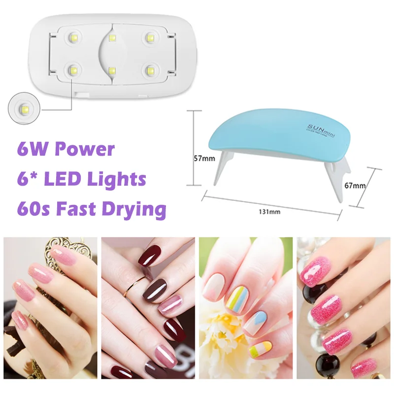 

6W Nail Dryer UV LED Lights Portable Home Use Nail UV Gel Varnish Fast Drying Machine USB 6W LED UV Lamp Dryer Nail Art Tools