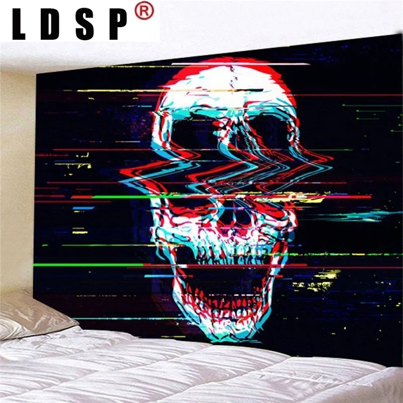 

LDSP Tapestry Hippie Skull Wall Hanging Fabric Mural Background Cloth Wall Rugs Towel Beach Blanket Dorm Living Home Decor