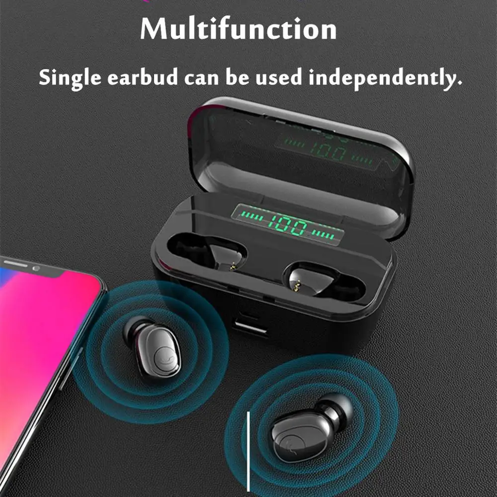 

G6S TWS Bluetooth Earphones 8D Stereo Wireless gaming Headphone Waterproof Headset LED Display 3500mAh charging box PK G02 X7