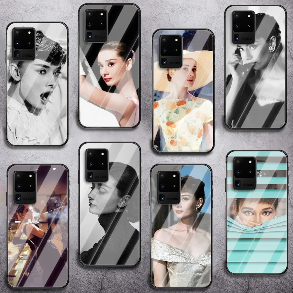 

Audrey Hepburn Actor Phone Tempered Glass Case Cover For Samsung Galaxy S Note 5 6 9 10 10E 20 21 FE Plus Uitra Cell Bumper Hot