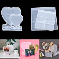 1pcs love heart square photo frame silicone mold crystal epoxy resin mold for diy decorative crafts mirror jewelry making tool
