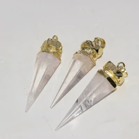 clear quartz crystal gold point pendant natural making jewelry 2021 long arrow big stone necklace aura quartz poignant polish