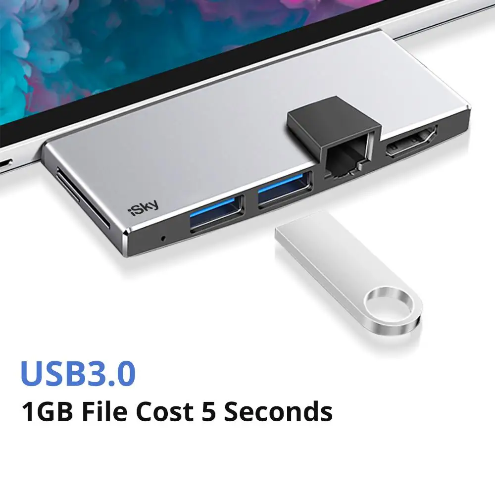 Док-станция iSky для Microsoft Surface Pro 4 USB HDMI LAN Ethernet SD TF 34567 | Компьютеры и офис