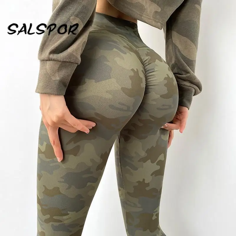 

SALSPOR Fitness Camouflage Leggings Women Sexy Peach Hip Legging Booty Sport Gym Activewear Mujer Bubble butt Pants Energy