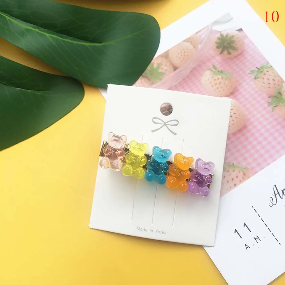 Handmade Macarons Cute Judy Transparent Cartoon Bear Hairpins Daily Barrette Jewelry Party Gift for Women&ampGirl Children | Красота и