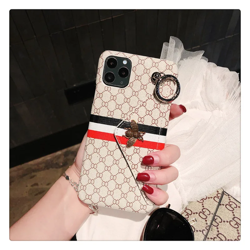Luxury Bee metal Flip Wallet Leather Phone Case For iPhone 11 Pro Max Xr X XS 7 8 Plus 7Plus Brand Fashion Gift Cover Fundas |