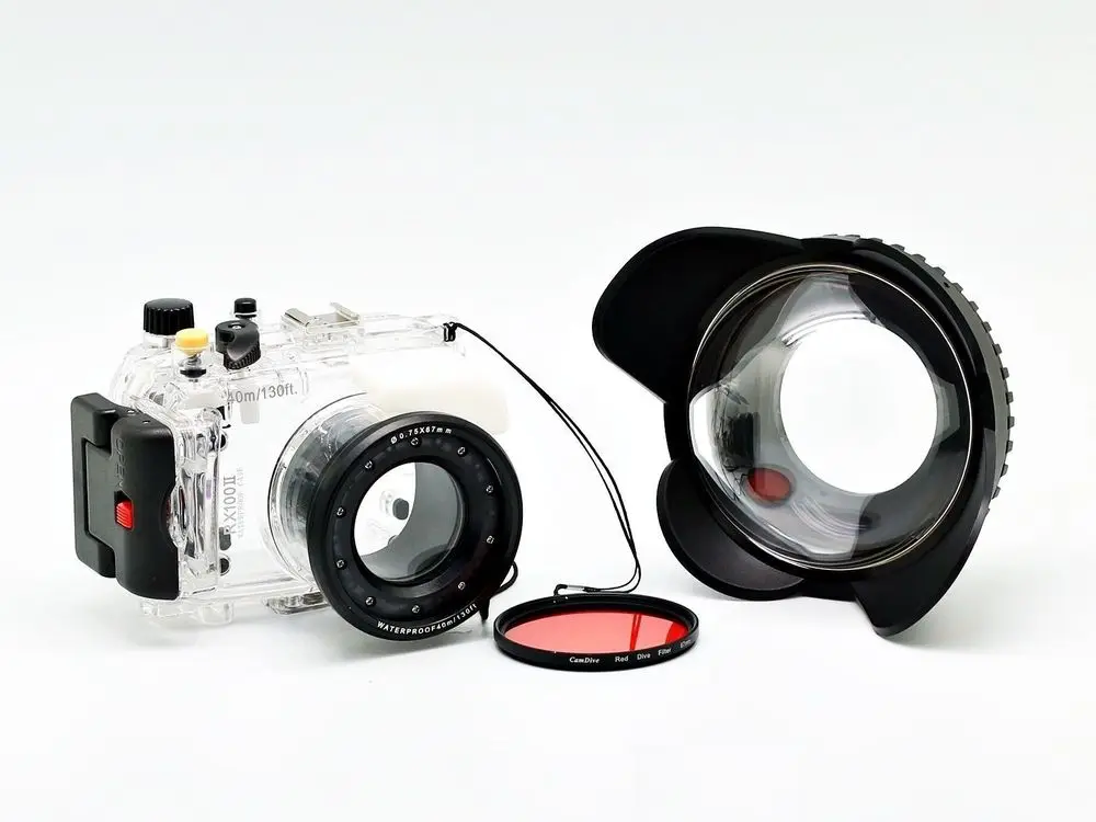 Для Sony DSC RX100 II Mark водонепроницаемый чехол для подводной съемки + широкоугольный