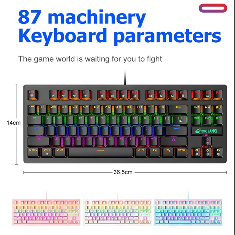 

Wired Mechanical Keyboard Ergonomics RGB Backlight Gaming Laptop Keyboards Multifunction 87 Keys Keyboard Professional Gaming