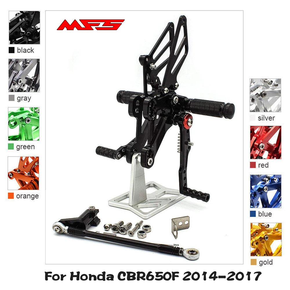 Регулируемые подножки для мотоцикла MFS черные Honda CBR650F 2014 2015 2016 2017|Подставки под