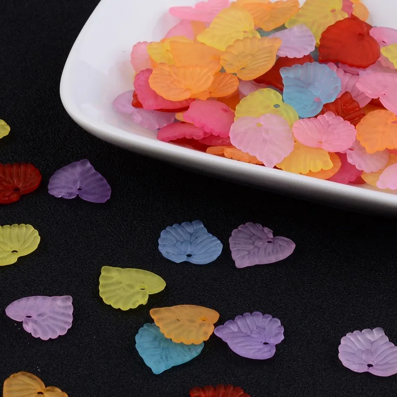 

500g Mixed Color Frosted Acrylic Leaf Pendants for necklace bracelet jewelry making DIY Decorate Accessories F60