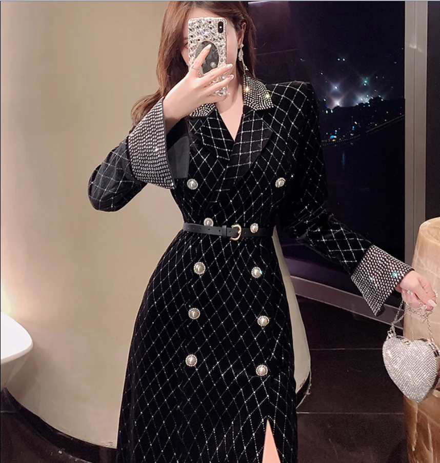 Женский блейзер в стиле Хепберн Осенний элегантный Тренч с воротником