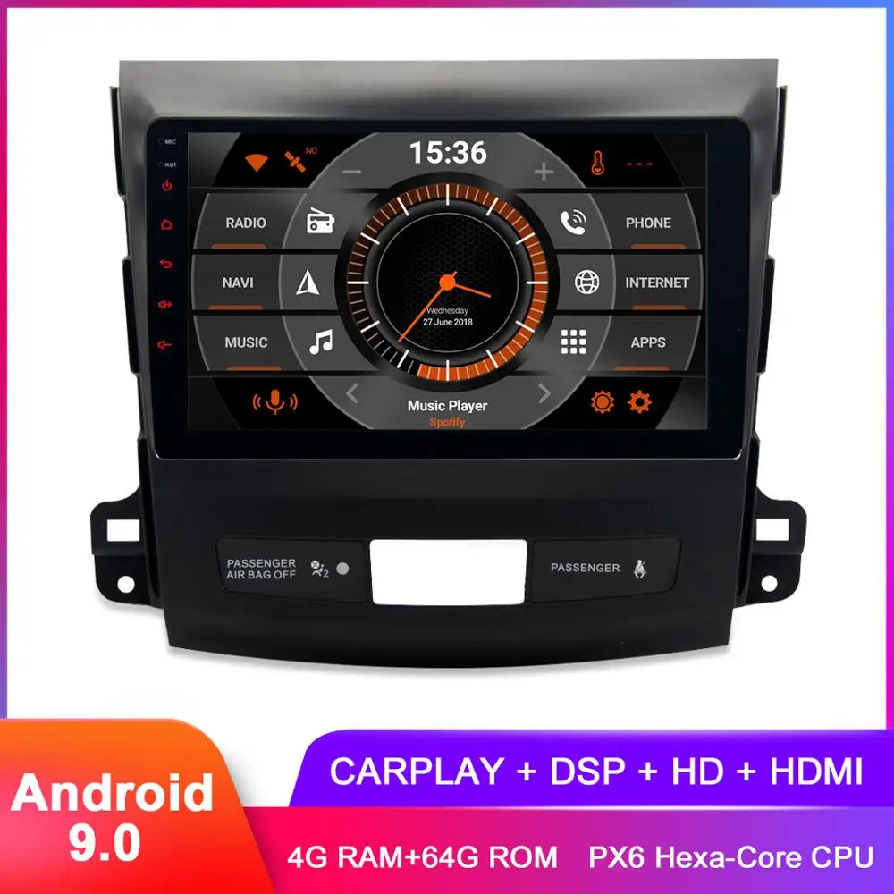 " ips 2.5D Топ дисплей Android 9 Carplay для Mitsubishi Outlander 2007 2008 2009 2010 2011 радио gps навигация WiFi DSP аудио