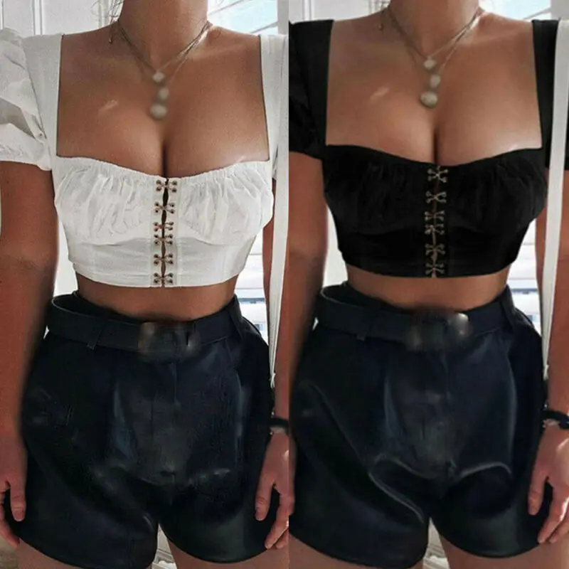 2019 для женщин пикантные квадратный вырез круглой головиной и коротким пышным