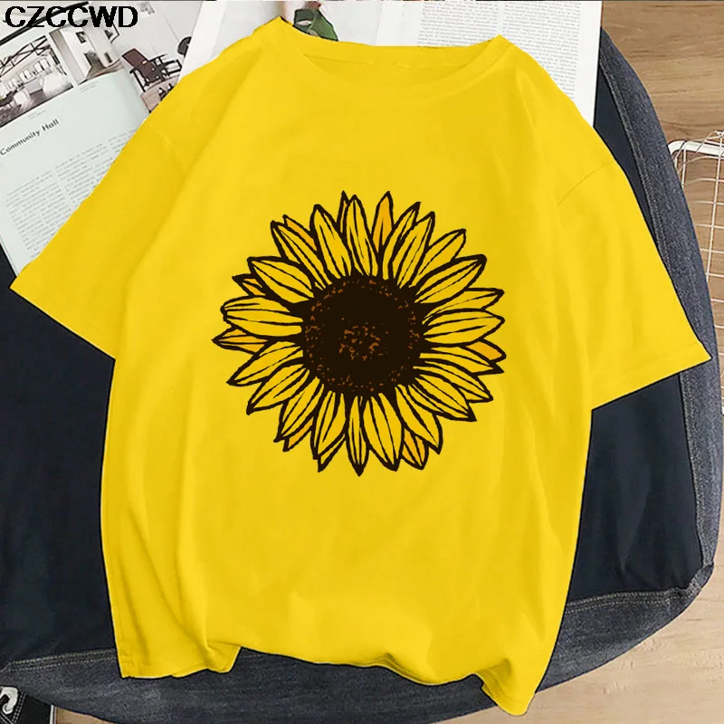 

sunflower Print Love T Shirts for Couples Women Fashion Short Sleeve Cute T-shirt Valentine's Day Tops Harajuku O-Neck Tees