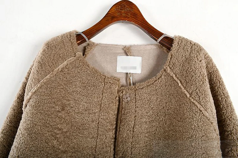 CHICEVER/корейское повседневное шерстяное пальто для женщин с круглым вырезом и