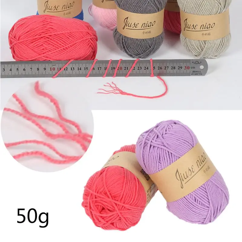 

50M Milk Cotton Yarn For Hand Knitting Acrylic Wool Knit Yarn Crochet Scarf Hat Yarn DIY Line Threads Handmade