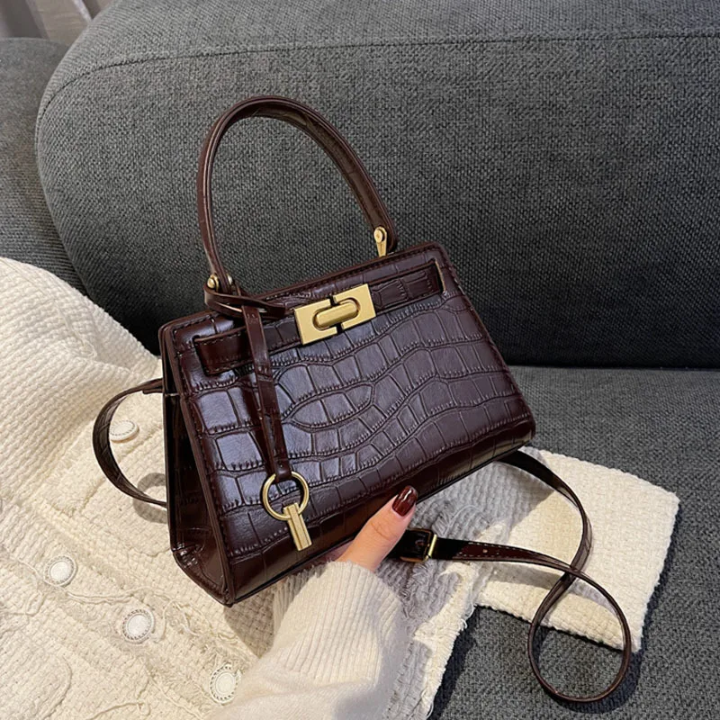 

Ladies Handbag 2021 New Stone Grain Leather Designers Luxury Crossbody Shouolder Bag for Women Top Handle Bags