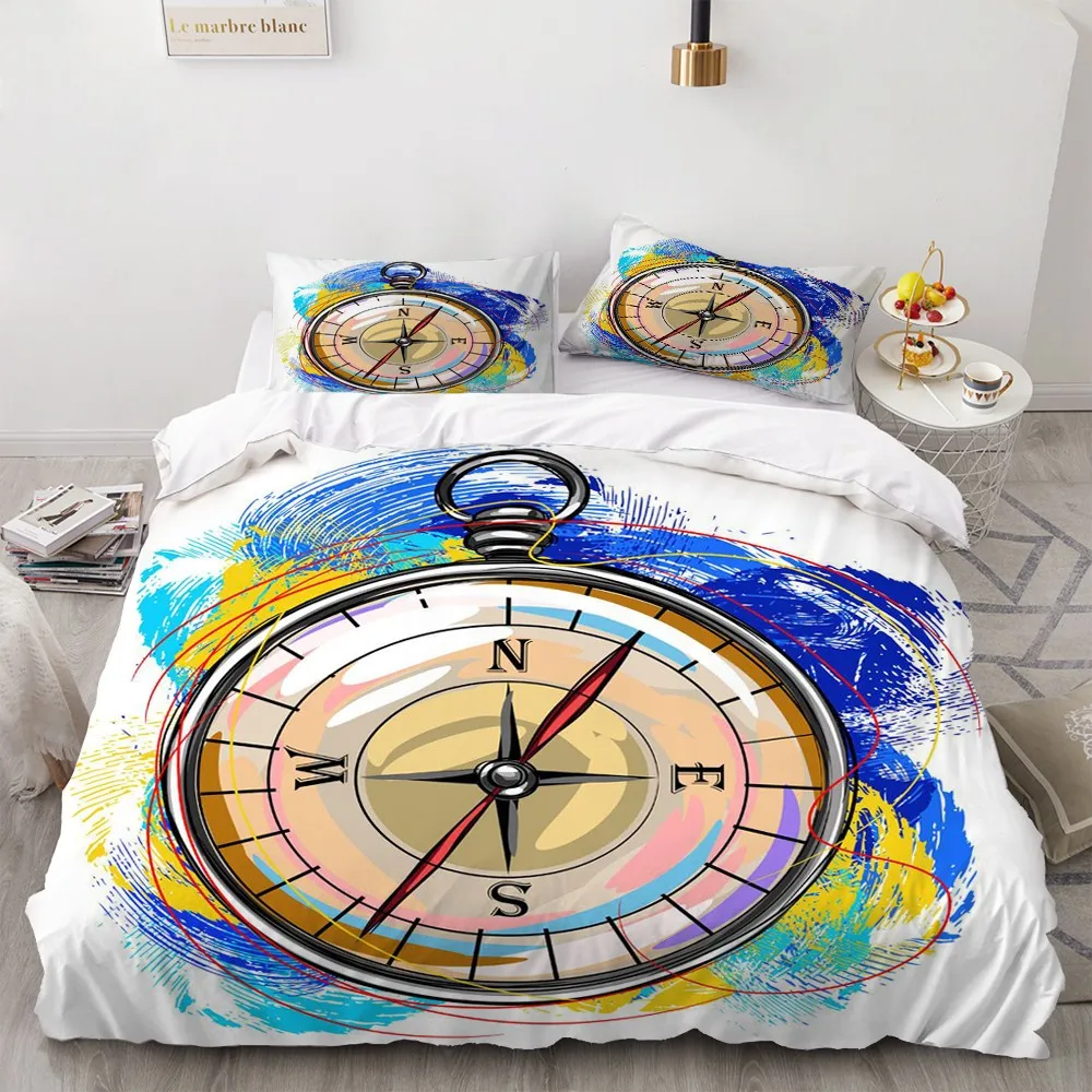 Комплект постельного белья с компасом направления N/W/E/S 2/3 шт. пододеяльник