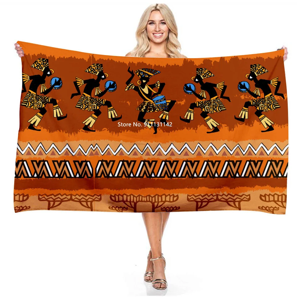 

Modern Retro Colorful Egyptian Mural Digital Printing Rectangular Bath Towel Bathroom Fast Dry Absorbent Microfiber Bath Towel