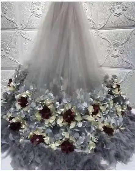 Вечерние платья из ткани перо + трехмерная вышивка Французский Чистая Пряжа