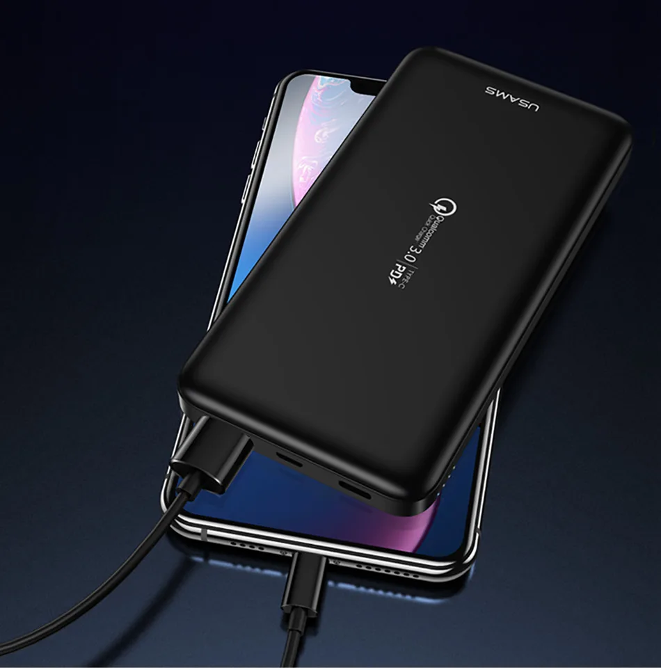 Quick charge power Bank, USAMS 10000 мАч PD Быстрая зарядка power Bank QC 3,0 power Bank type C USB зарядное устройство для iPhone Xiaomi 9 samsung