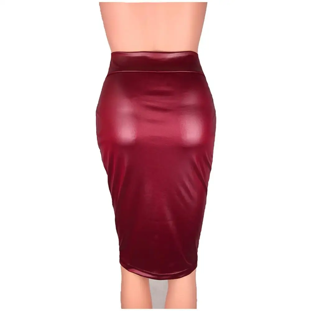 Женская матовая юбка-боди из искусственной кожи с завышенной талией Офисная
