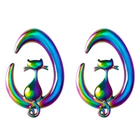 2pcs cat ear weight hanger earring gauges ear plugs and tunnels piercing stainless steel flesh stretcher expander body jewelry