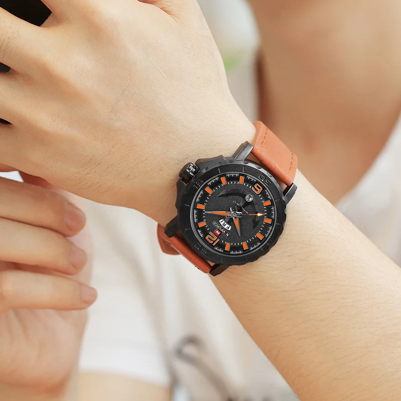 

2021NAVIFORCE Luxury Watch Brand Sports Leather Water Ressistance Watches Men’s Quartz Week Display Watch Male Relogio Masculino