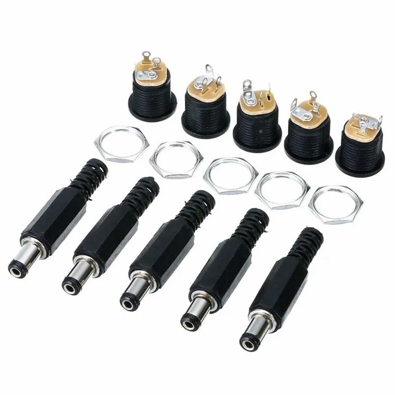 

12V 3A Plastic Male Plugs + Female Socket Panel Mount Jack DC Power Connector Electrical Supplies 20pcs/lot