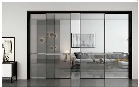 

New products 4 panel plastic sliding bathroom door with fashion narrow frame