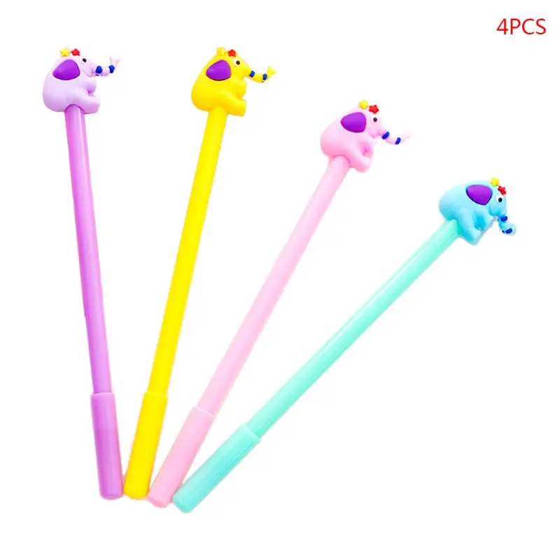 

4pcs 0.5mm Kawaii Elephant Gel Pen Signature Neutral Pens Stationery Student Writing Tool School Office Supplies Novelty Kids