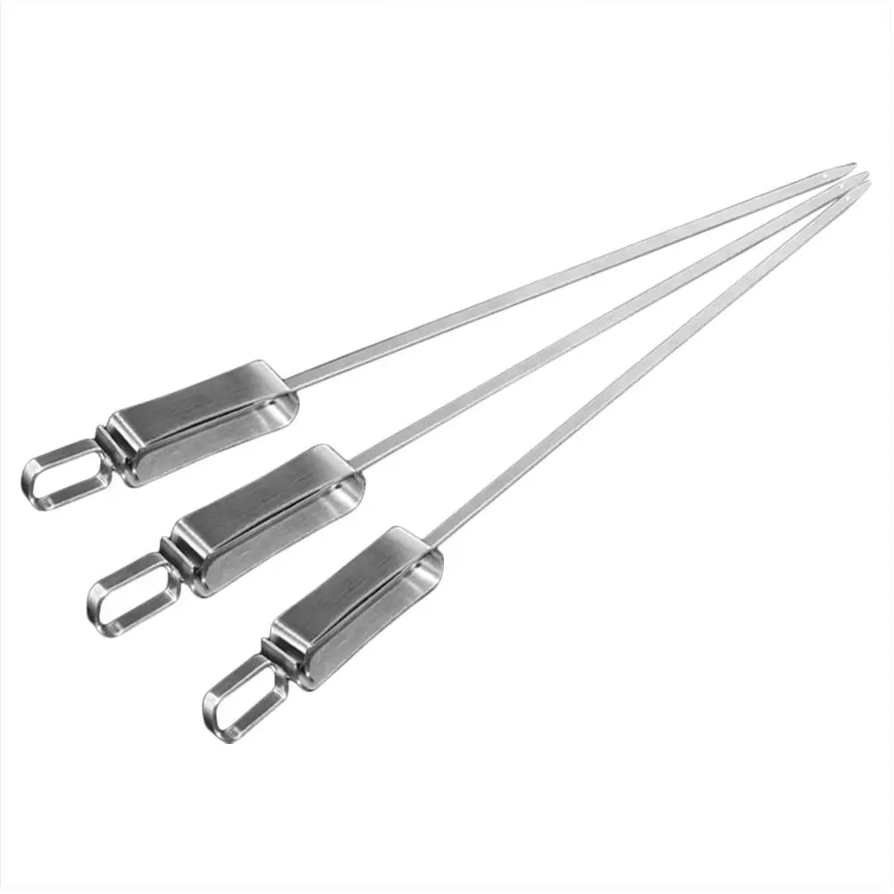 

Non-Stick BBQ Skewers Barbecue Needle Kebab Stick Utensil Stainless Steel Long Handle Outdoor Grilled Meat kebab Pin Accessories