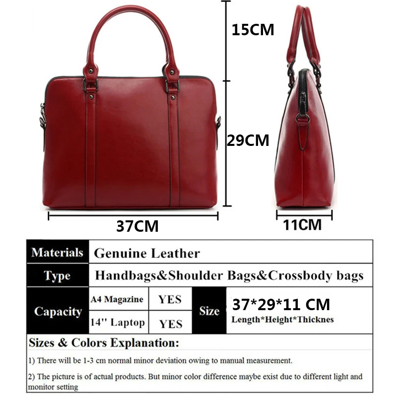 Портфель женский из натуральной кожи сумка-тоут для ноутбука в деловом стиле