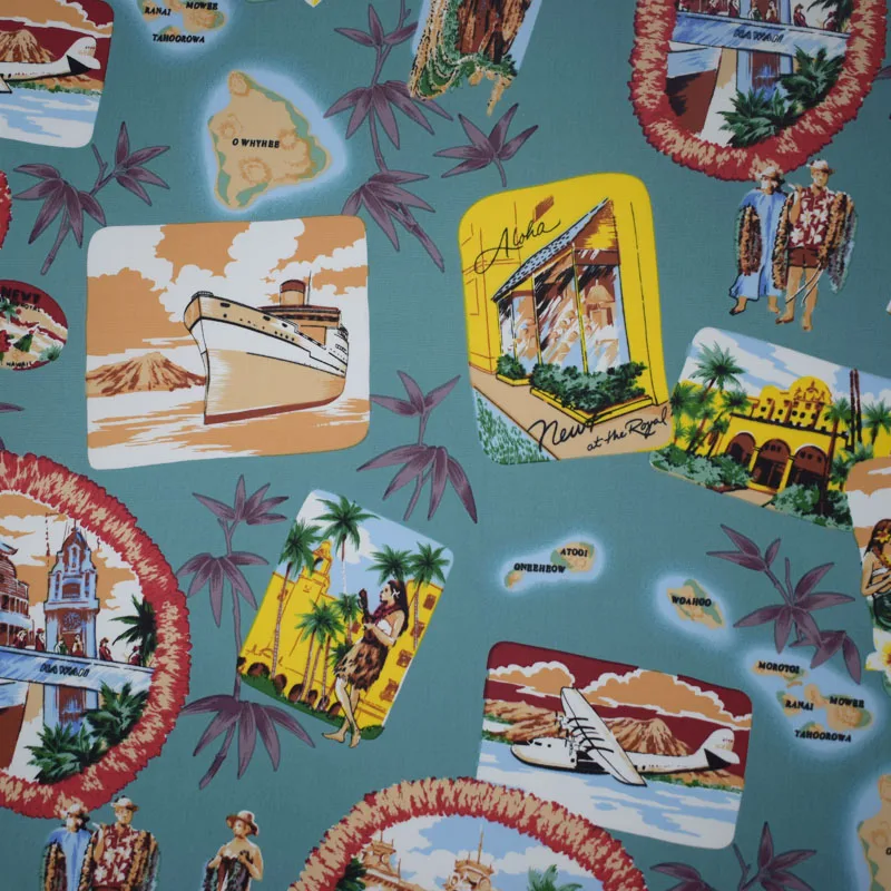 Гавайский стиль зеленое озеро чистая хлопчатобумажная ткань для платья ткани au