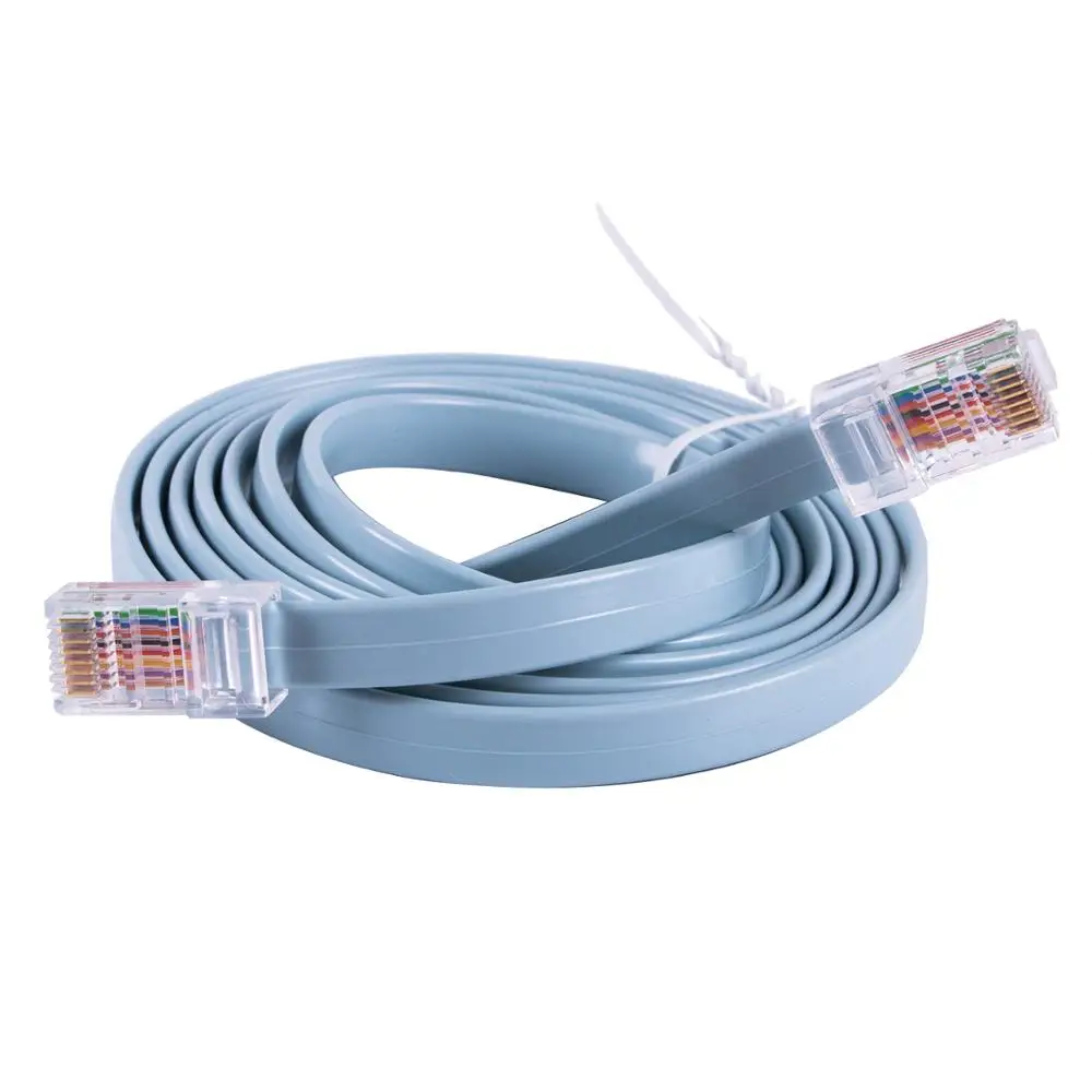 Консольный роутер RJ45 кабель синий плоский 8P8C штекер передачи данных 6