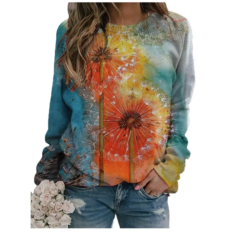 Женские топы на весну и осень новый стиль пуловер с художественным принтом