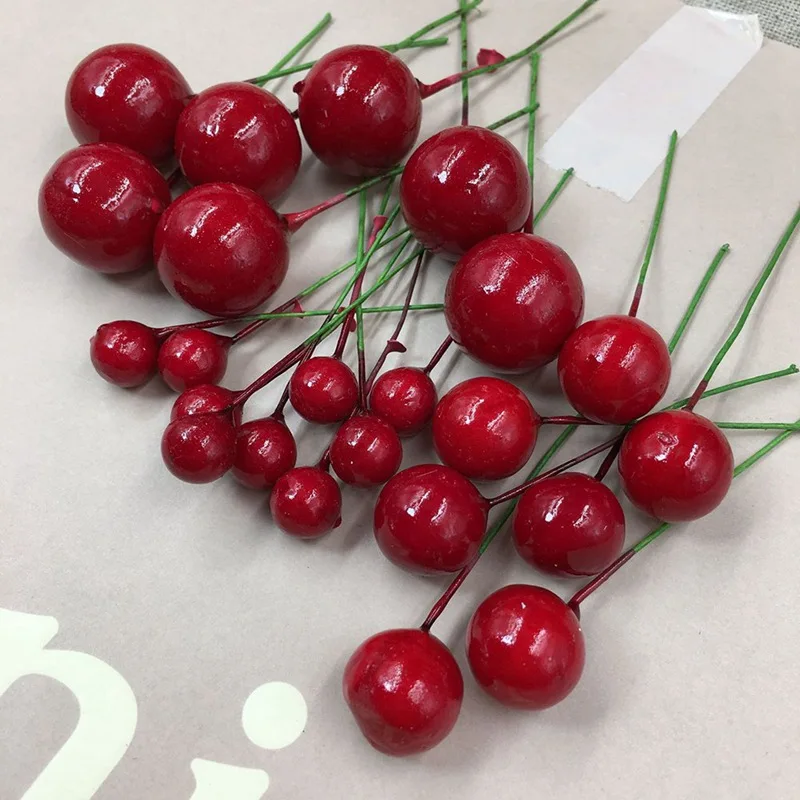 

100 Pieces Homemade Christmas Decoration, Christmas Decoration Supplies, Party, Gifts, Artificial Red Strawberry DIY 1/1.5/2cm
