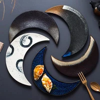 japanese style ceramic food container sushi plate creative irregular retro moon shape snack plate dessert dish kitchen tableware