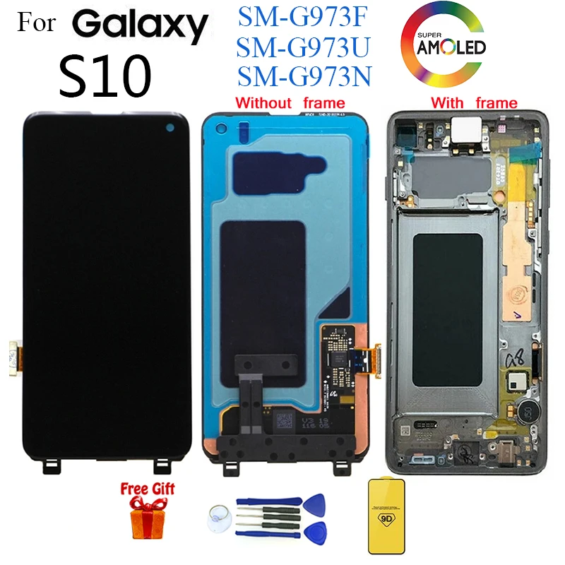 Оригинальный ЖК дисплей для Samsung Galaxy S10 SM G973F G973 Plus G975 G975F сенсорный экран
