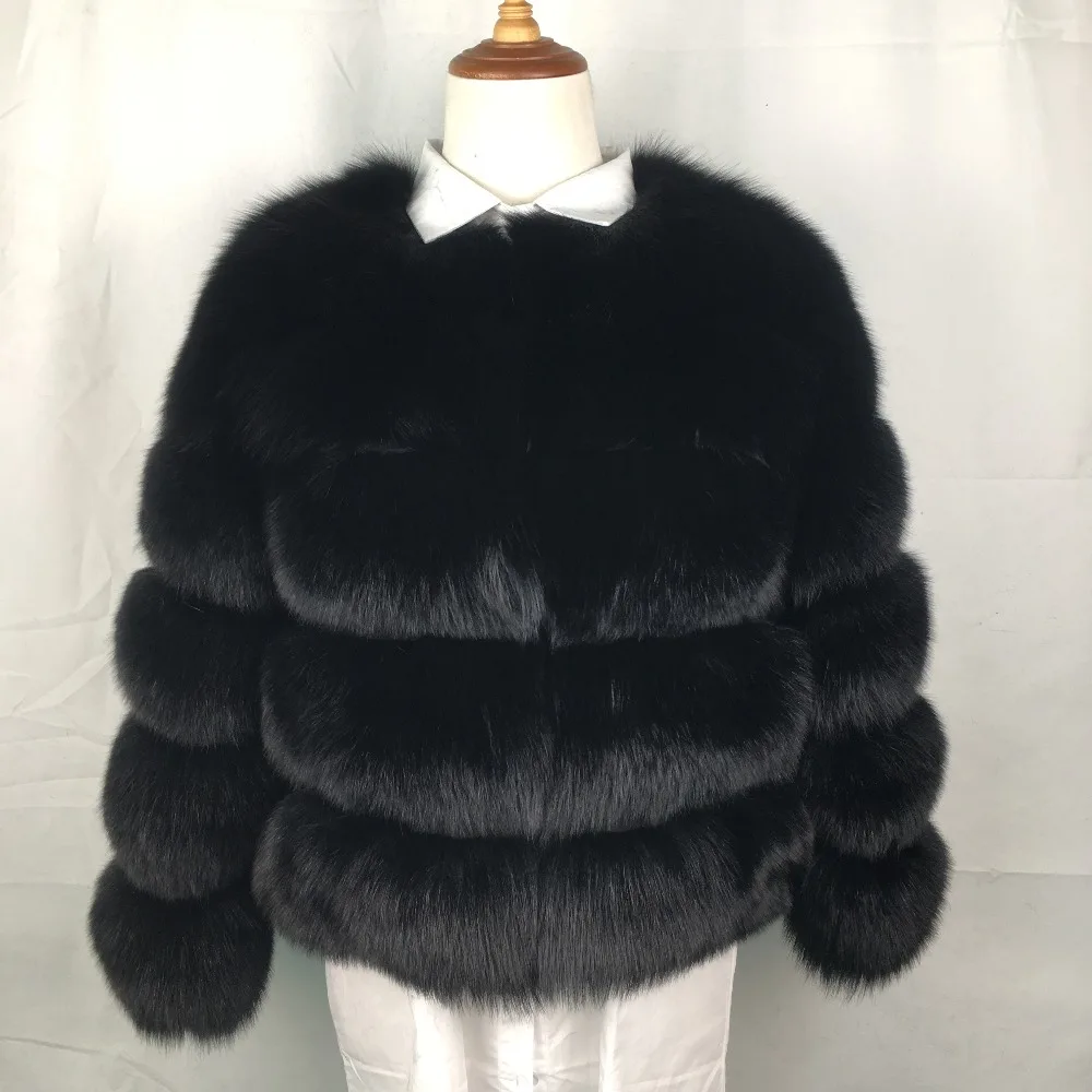 Новинка, шуба из натурального Лисьего меха, Круглый ворот, куртка для женщин, мех из натуральной лисы, короткий, натуральный Лисий мех, пальто для женщин, зимняя FC-034