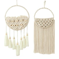 macrame tapestry wall hanging pendant hand woven boho crafts room decoration tapestry dried flower net bag for home carefully