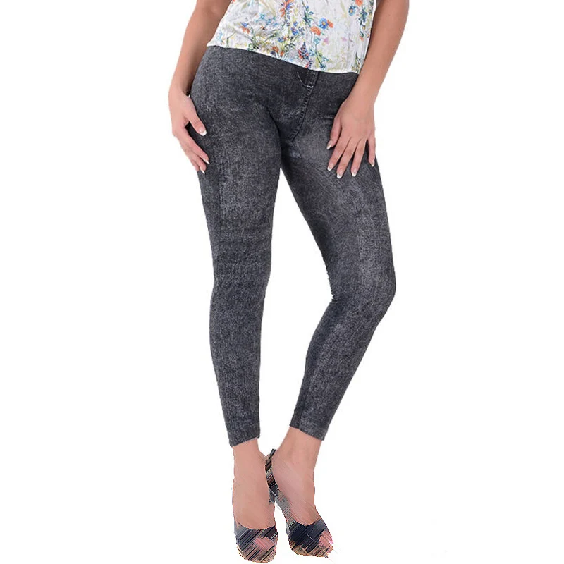 Джинсы для женщин Мода стрейч Снежинка имитация джинсовые брюки дикие тонкие