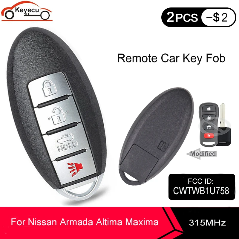KEYECU модифицированный дистанционный ключ с 4 кнопками 315 МГц ID46 для Nissan G35 EX35 Sentra 350Z