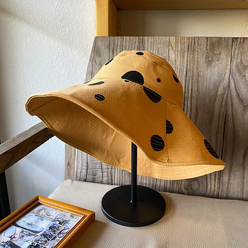 Johnature Causal Fashion Wave Point Print All Match Women Bucket Hat 2021 New Japanese Sunscreen Shadow 5 Colors Femlae Hats