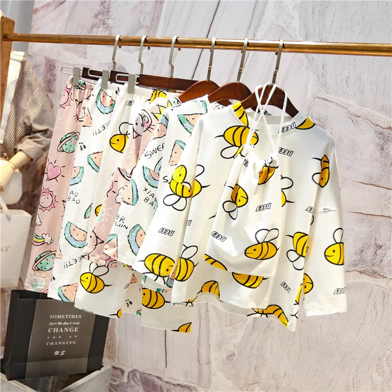 Пижамные комплекты для девочек Детская домашняя одежда Коллекция 2021 года Сезон