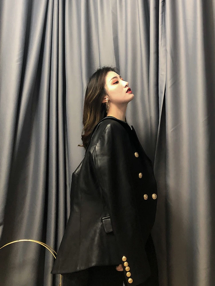 Женская куртка из натуральной кожи винтажное пальто овчины в Корейском стиле