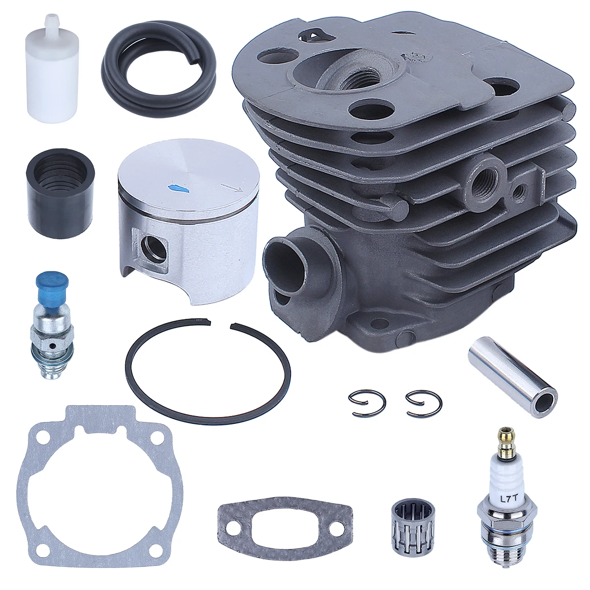 

46mm Cylinder Piston Kit For Husqvarna 50 51 55 55 Rancher Chainsaw Replace 503 60 91 71 Intake Decompression Valve Fuel Filter