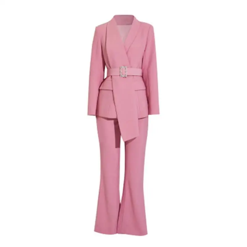 

Fashion pink professional suit suit female autumn new high-end goddess Fan Xiaoxiangfeng lady temperament female president wear