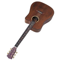 41 inch full solid sapele wood acoustic guitar 6 strings folk guitar brown matte finish cutaway design flower inlay fretboard